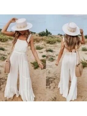 NWT Free People Selfie Worthy Jumpsuit in white